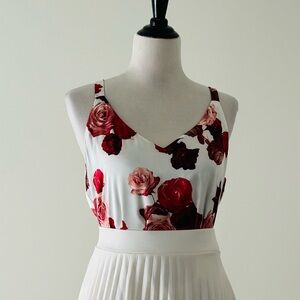 White House black market M red roses zebra print reversible Sleeveless